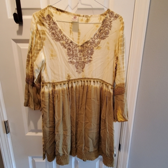 Gypsy rose Dresses & Skirts - GYPSY ROSE MADE FROM THE EARTH WEAR IN PEACE.  Tie dye pom poms lace